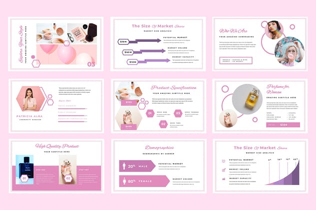 粉红配色女性品牌展示Google幻灯片模板 Vallencia Google Slides Presentation插图(2)