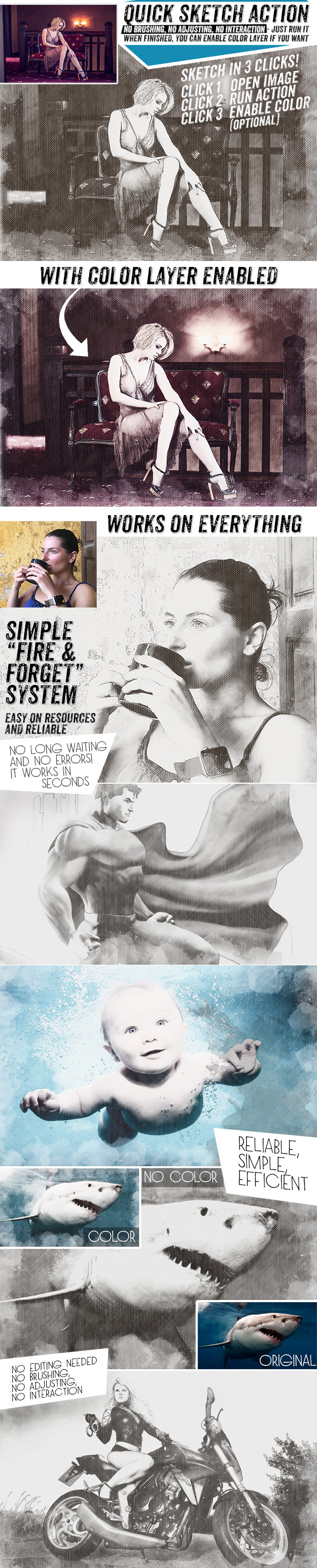 一款速写效果的PS动作下载 Quick Sketch Fast and Reliable Photoshop Action插图