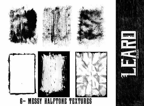 一组Messy Halftone纹理素材 6 Free Messy Halftone Textures [PSD]