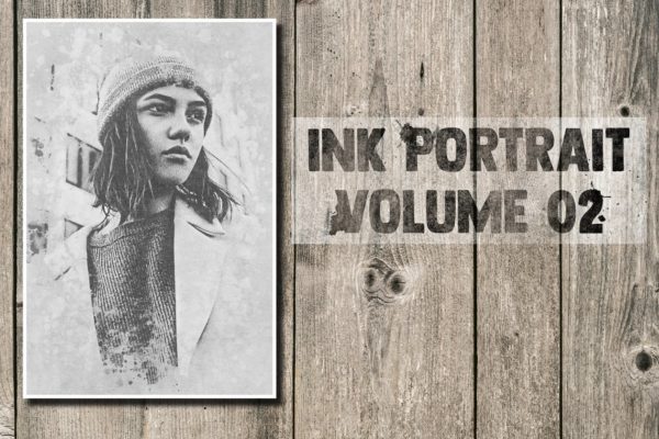 墨水肖像画照片效果PS动作 Ink Portrait Volume 02