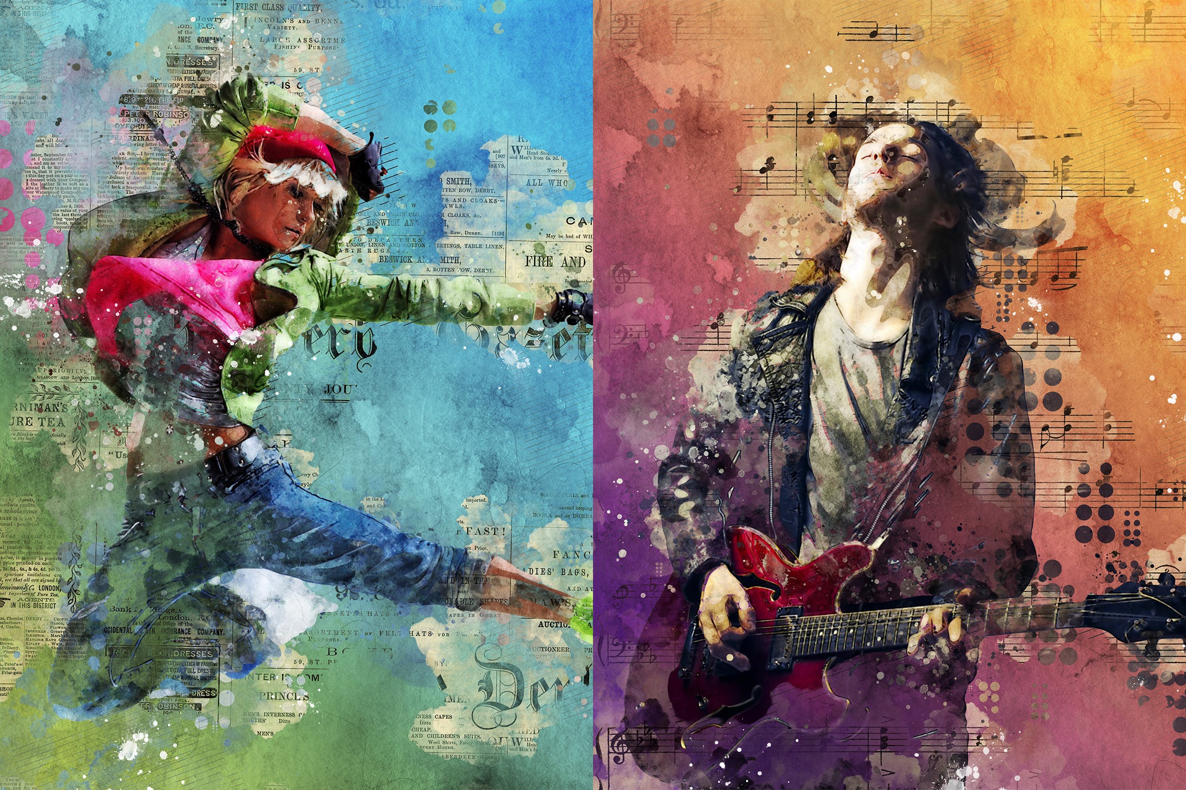 水彩涂鸦混合抽象艺术效果PS动作 Concept Mix Art Photoshop Action插图