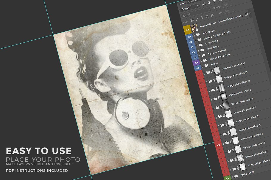 复古怀旧风格照片效果处理PSD图层 Vintage Photo Creator插图(11)