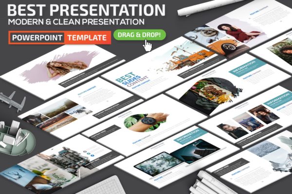 现代简约设计风格PPT幻灯片模板下载 Best Powerpoint Presentation Template