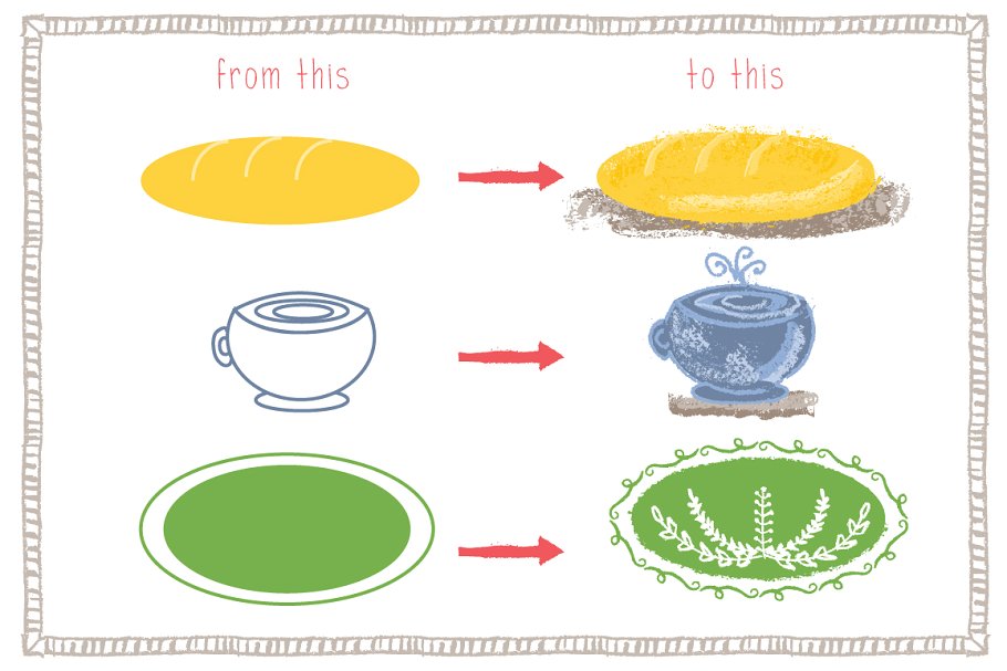 蜡笔画笔笔画&图案AI笔刷合集 Oil Pastels Brushes Collection插图(3)