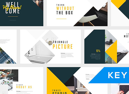 独特几何图形排版的Keynote幻灯片模板下载[key]