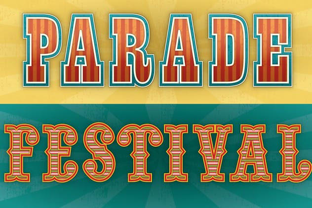 复古马戏团跑马灯效果PS字体样式 Circus Text Styles插图(1)