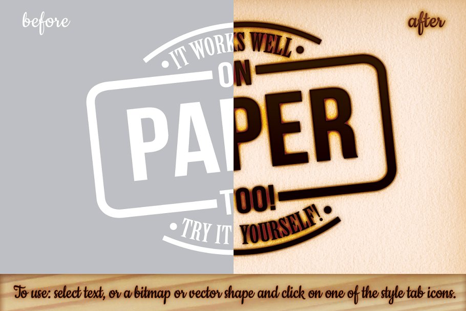 烧焦木板纸张效果图层样式 The Photoshop Pyrography Pack插图(2)