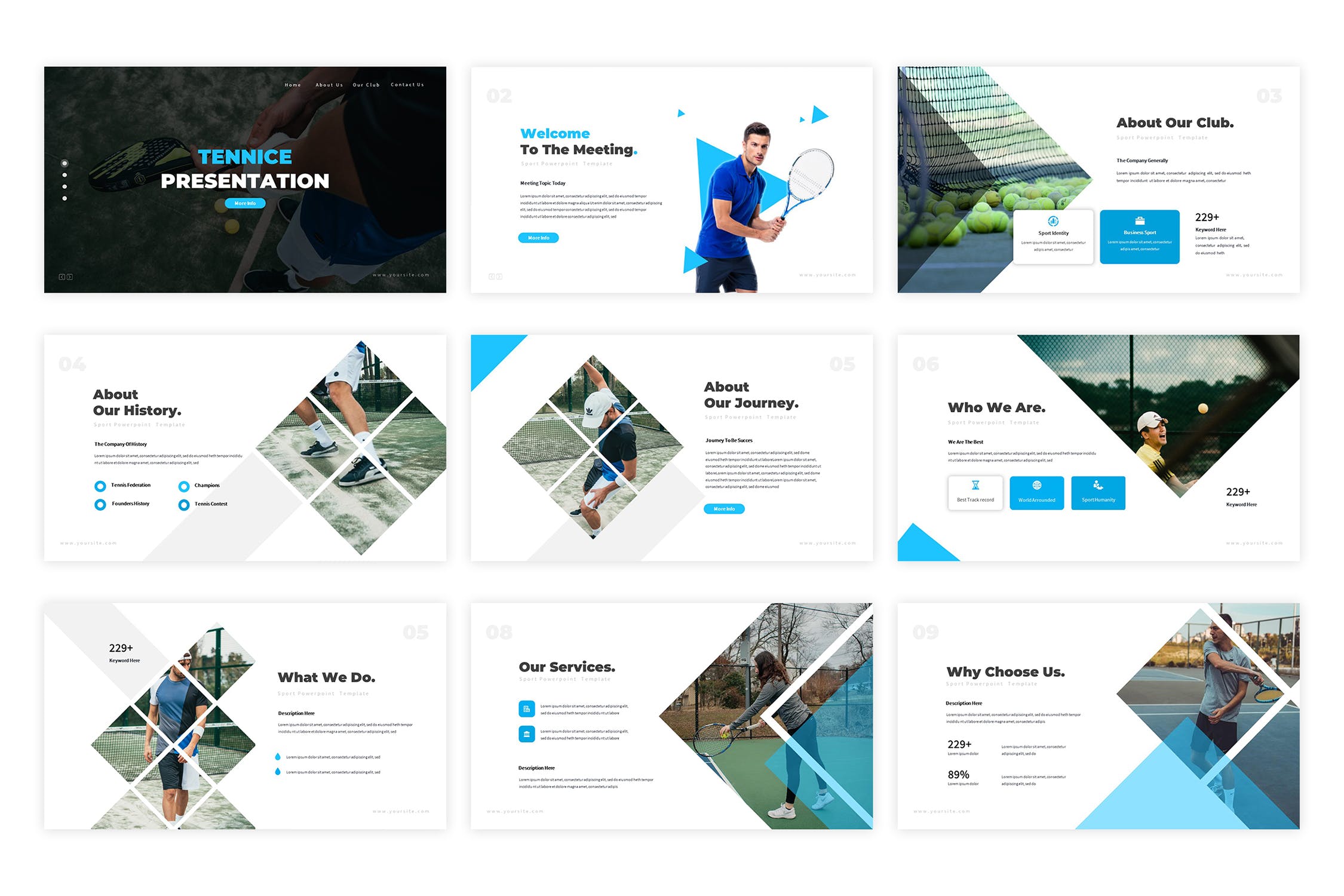 网球培训俱乐部广告宣传Keynote演示文稿设计模板 Tennice Keynote Template插图(1)