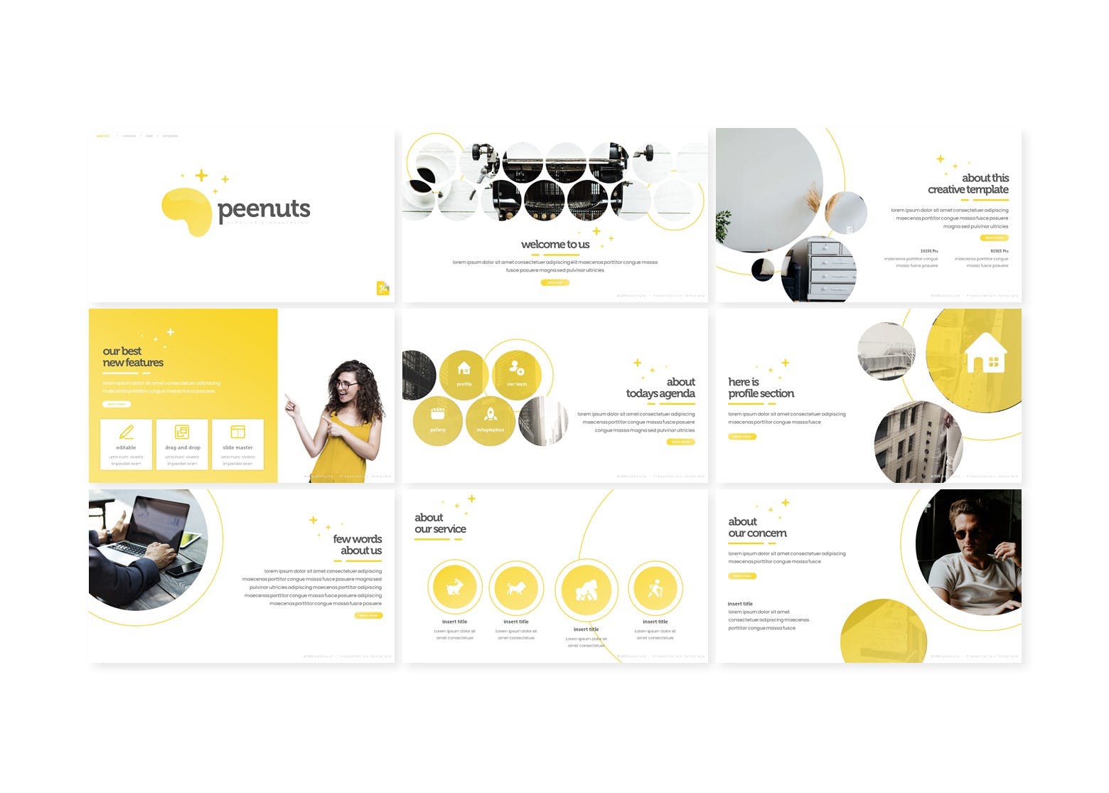 企业推介企业宣传PPT设计模板 Peenuts – Powerpoint Template插图(1)