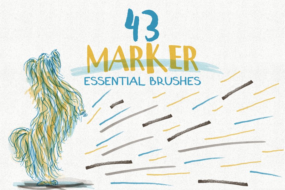 各种类型笔画AI笔刷大杂烩[水彩笔/刷笔/铅笔/木炭笔/记号笔] Essential Vector Brushes Collection插图(3)