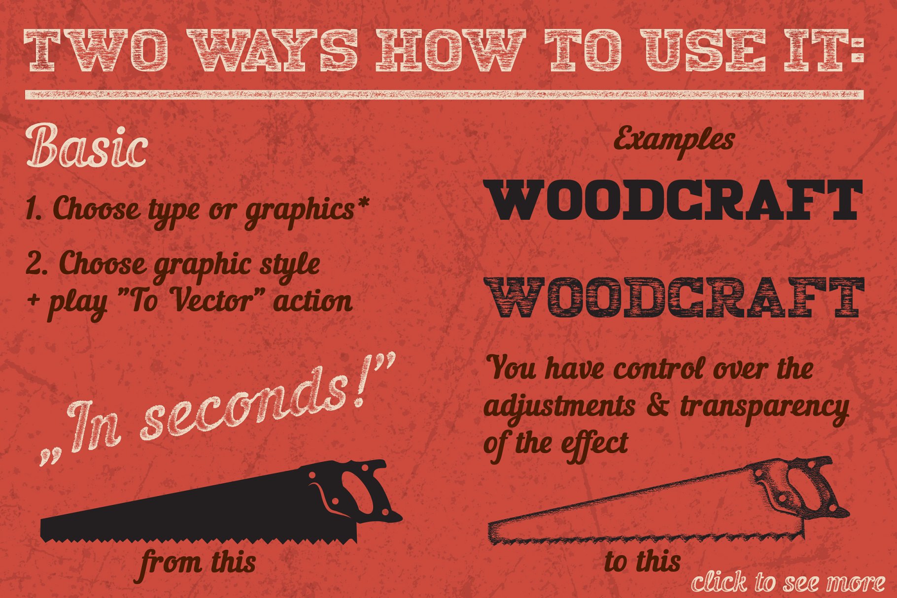 木刻画版画木雕效果AI动作 Woodcraft for Adobe Illustrator插图(2)