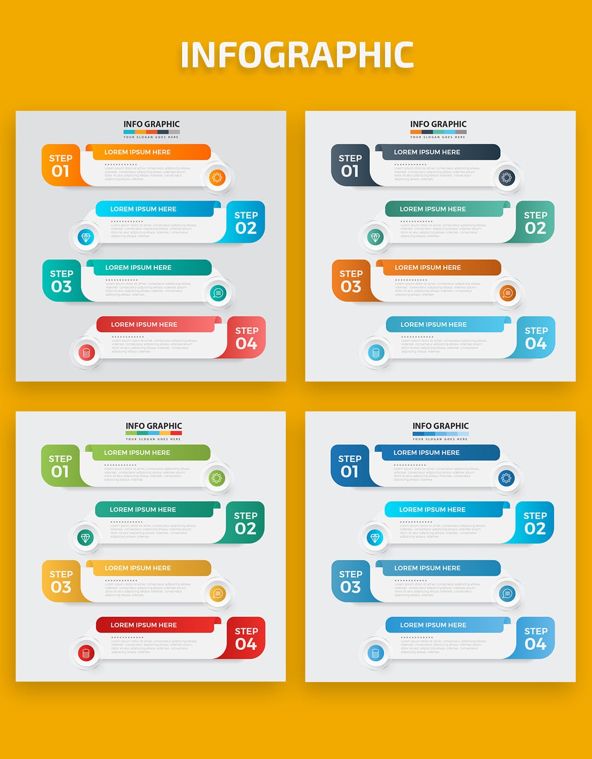 流程步骤信息图表设计矢量图形素材 Infographic Elements Design插图(1)