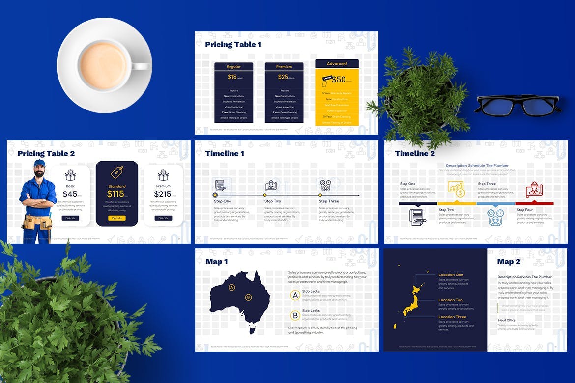 时尚高端房地产物业公司管道服务行业Google Slide谷歌幻灯片powerpoint演示模板（pptx）插图(2)