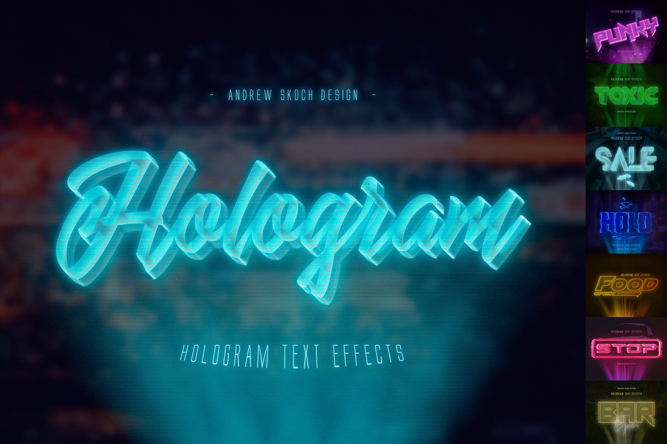 高科技未来科技感全息图效果PS字体样式 Hologram Text Effects插图