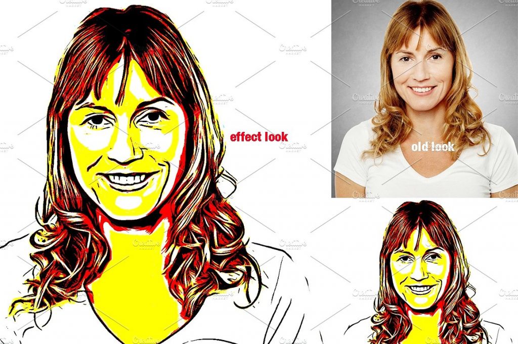 照片转逼真矢量剪影绘画效果PS动作 Portrait Cartoon Effect Action插图(5)