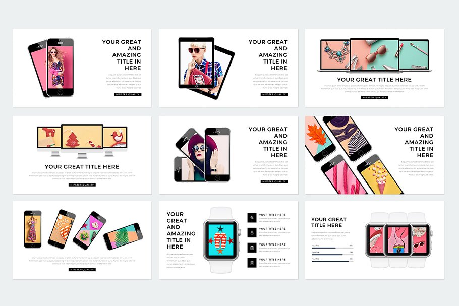 多用途现代时尚潮人元素幻灯片模板 Modern Powerpoint插图(12)