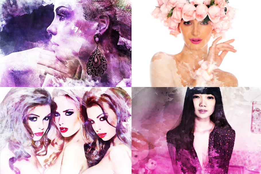 水彩绘画设计PS动作套装v3 Watercolor Painting Studio Vol. 03插图(3)