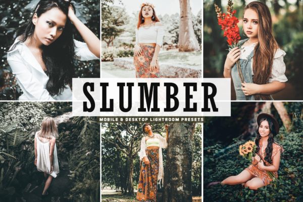 深绿色美感暖色调照片后期加工Lightroom预设 Slumber Mobile &amp; Desktop Lightroom Presets