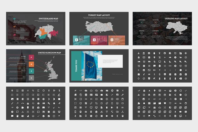 欧洲地区矢量地图PPT幻灯片模板素材 Eurove : Europe Region Vector Map Powerpoint插图(6)