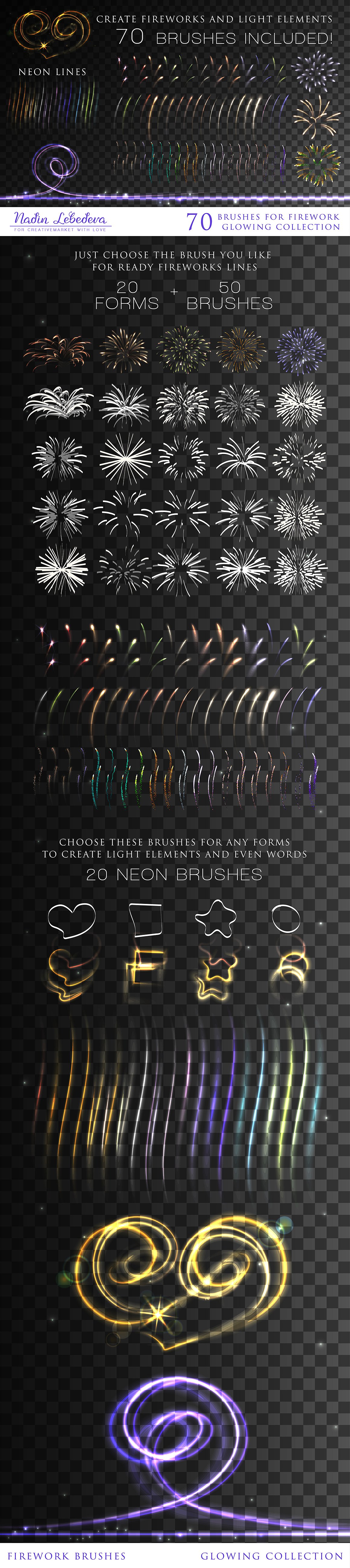 素材库下午茶：新年必备的烟火适量画笔素材包下载[Ai]