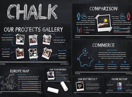 60+独特的粉笔效果PowerPoint演示模板下载Chalk – Powerpoint Template[ppt,pptx]