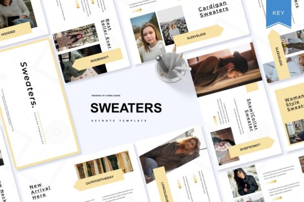 服装品牌新品目录介绍素材库精选Keynote模板 Sweaters | Keynote Template