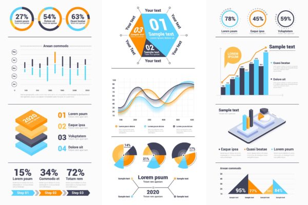 现代设计风格数据信息图表矢量图形素材库精选素材包v1 Modern Infographics design collection
