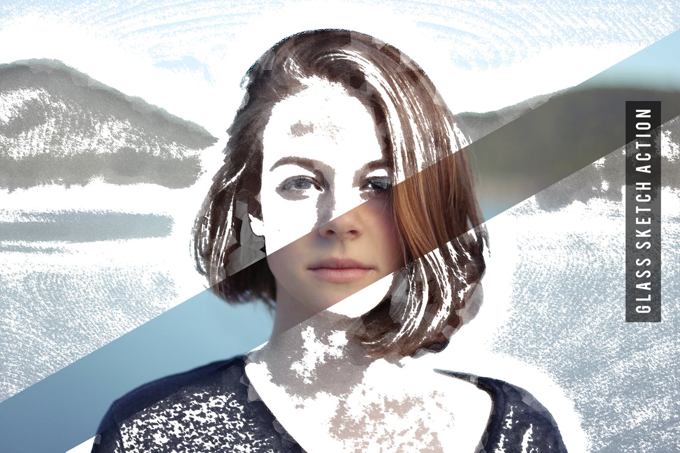 毛玻璃素描效果PS艺术照片动作 Glass Sketch Action插图