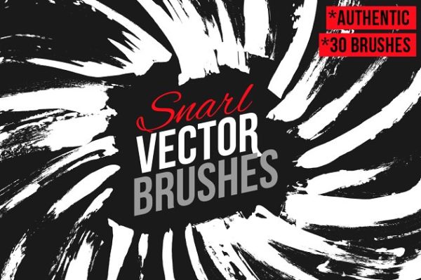 淋漓洋洋洒洒苍劲有力画笔笔画AI笔刷 Snarl Vector Brushes