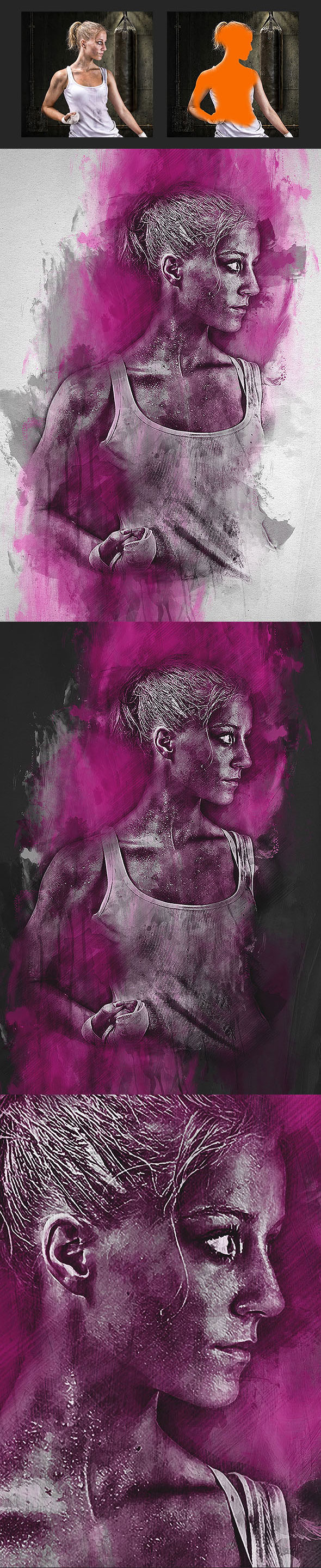 大师级水彩艺术画效果的PS动作 Art Boom Photoshop Action [atn]插图(1)