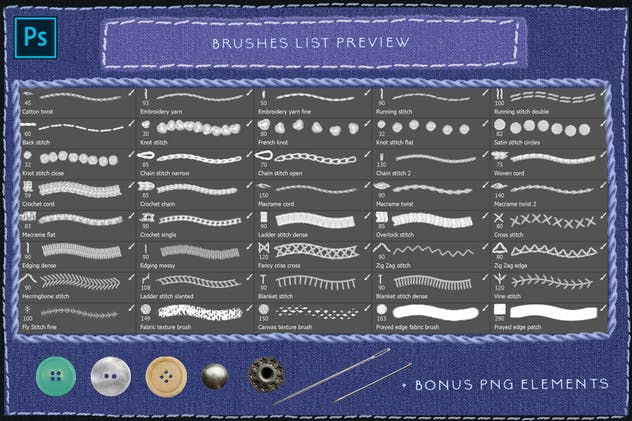 仿真缝纫和刺绣针织效果Photoshop套件 Sewing & Embroidery Photoshop Kit插图(3)