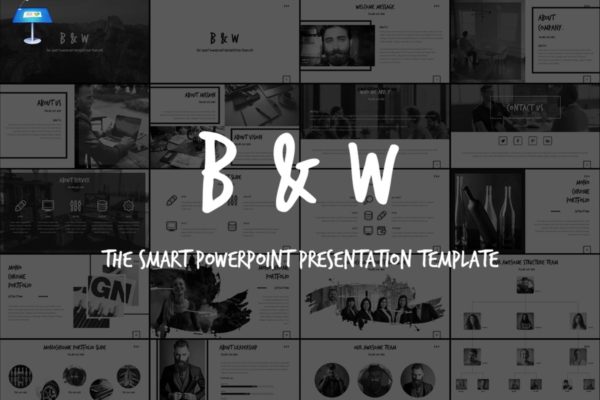 极简主义黑白风格初创企业介绍Keynote幻灯片模板 B&amp;W – Keynote Template