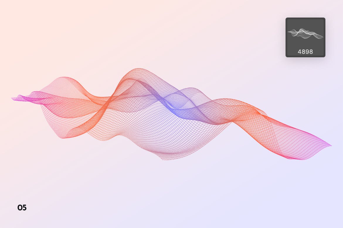 抽象数字网格波纹背景纹理PS笔刷 Digital Grid Waves Photoshop Brushes插图(8)
