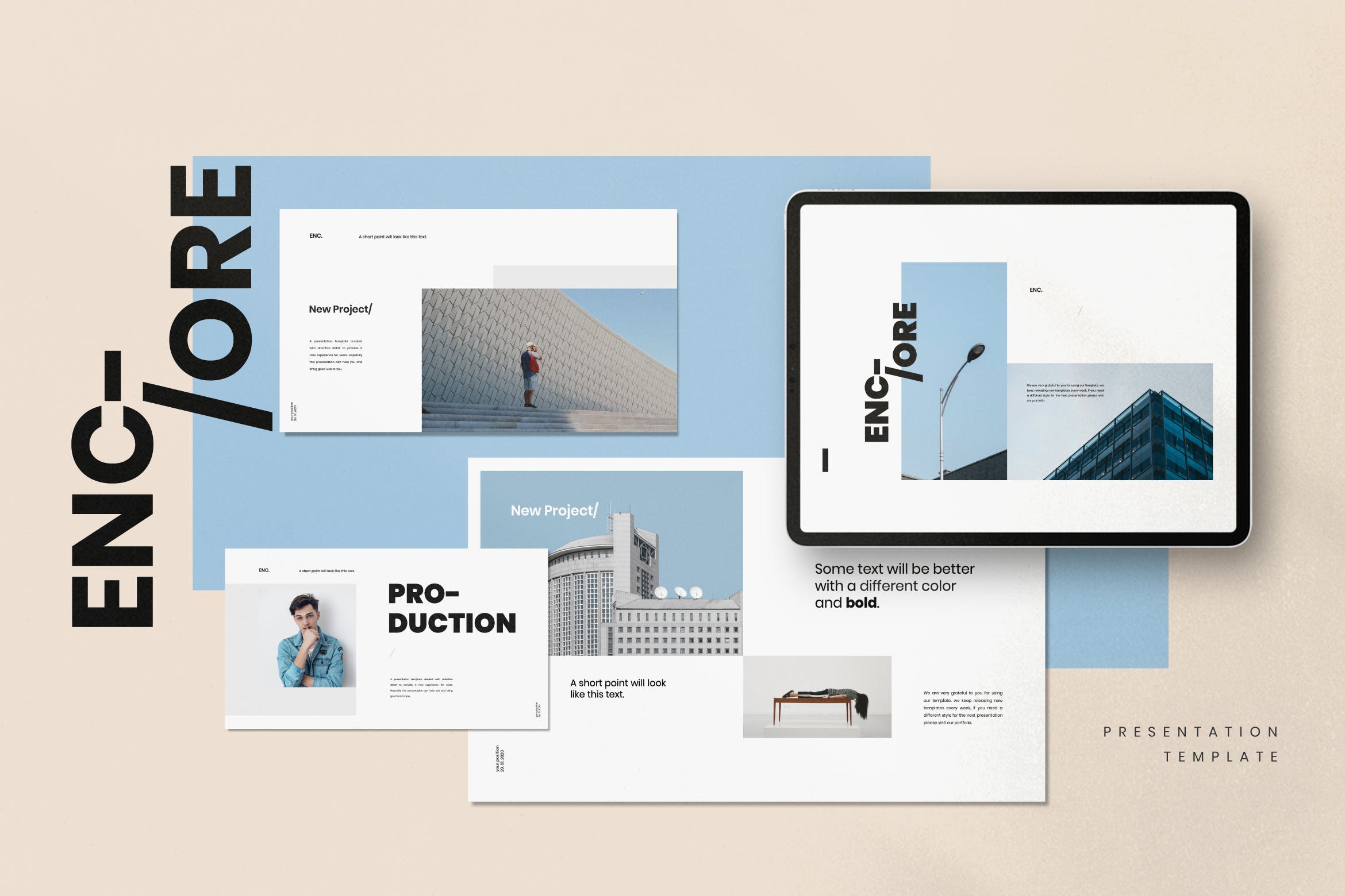 极简主义设计风格建筑设计商业服务素材库精选PPT模板 ENCORE – Minimal Business Powerpoint插图