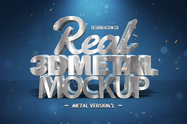炫酷金属3D特效PSD样机模板v1 Real 3D text Mockups V1插图(3)
