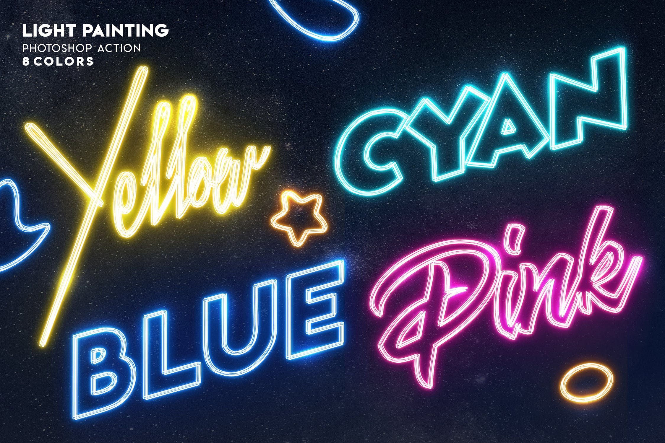 霓虹灯发光字体特效PS动作 Light Painting – Photoshop Action插图(6)