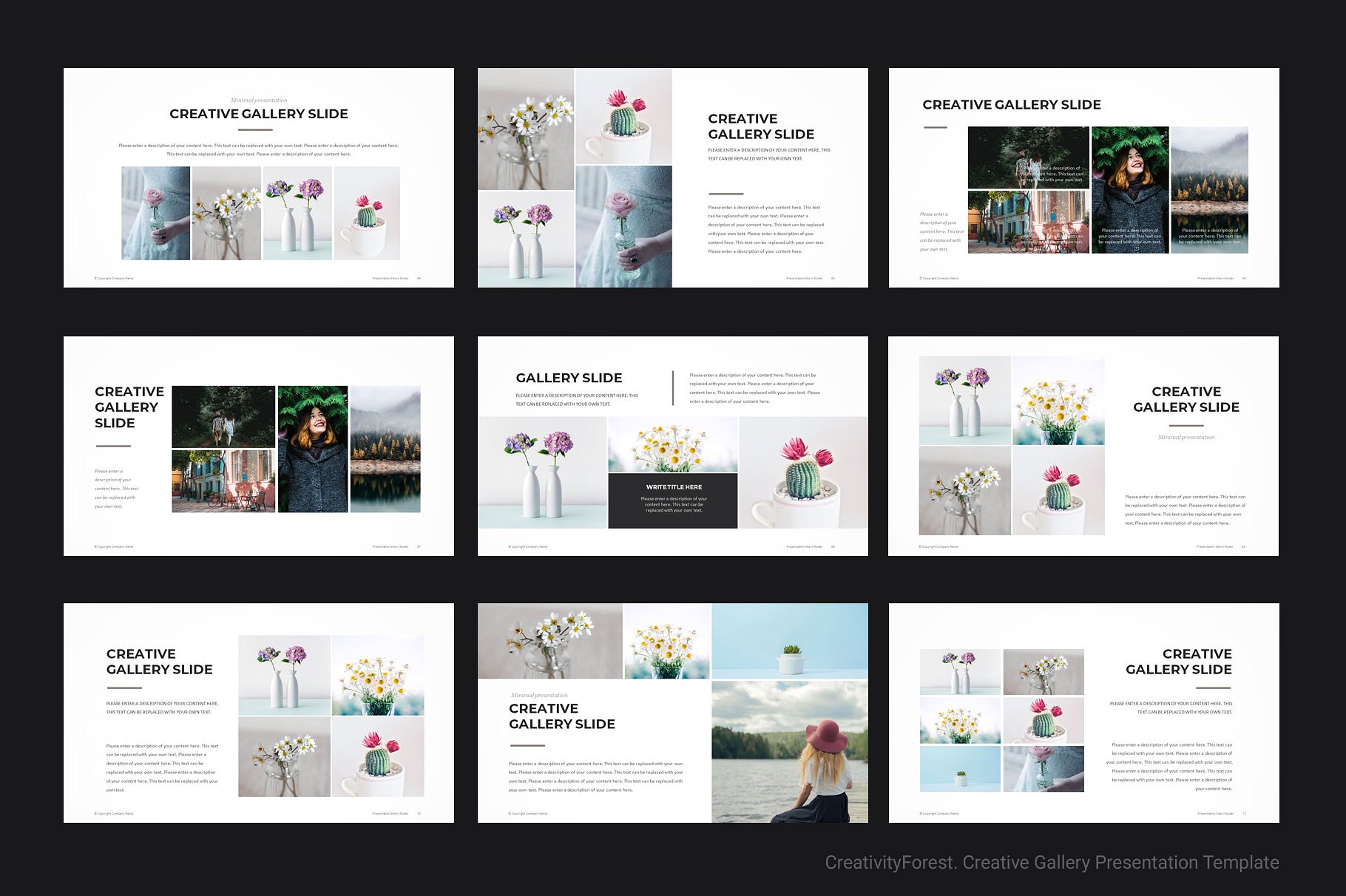 创意极简的投资组合PPT模板下载 Creative Gallery PowerPoint Template [pptx,otf]插图(8)