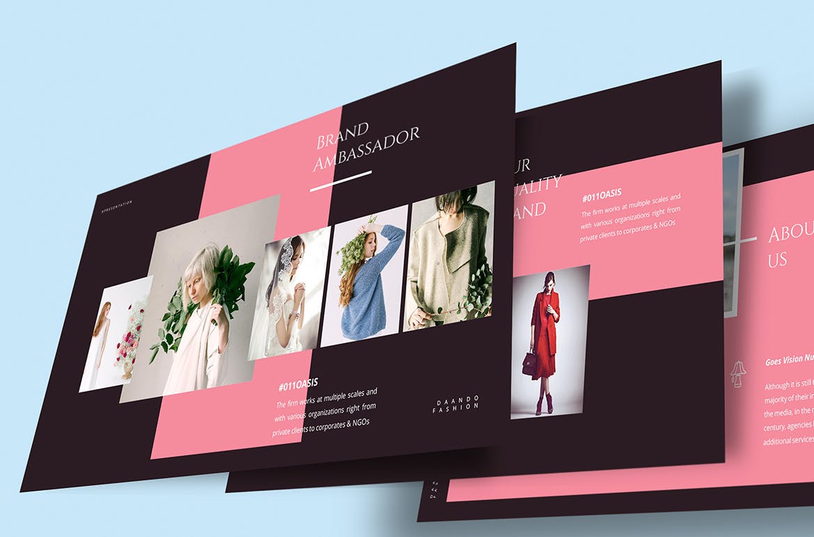 酷黑风格时尚行业适用PPT幻灯片模板素材 Daando Black Fashion Powerpoint插图(3)