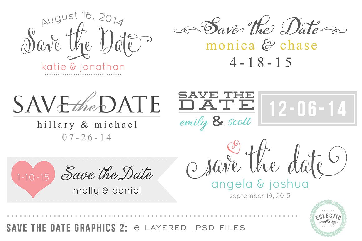 预留时间设计图层模板 Save the Date Overlays Layered插图(1)