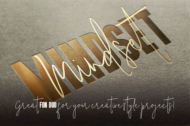 二重奏字体：手写草书书法+粗体无衬线英文字体 Mindset Font Duo插图(3)