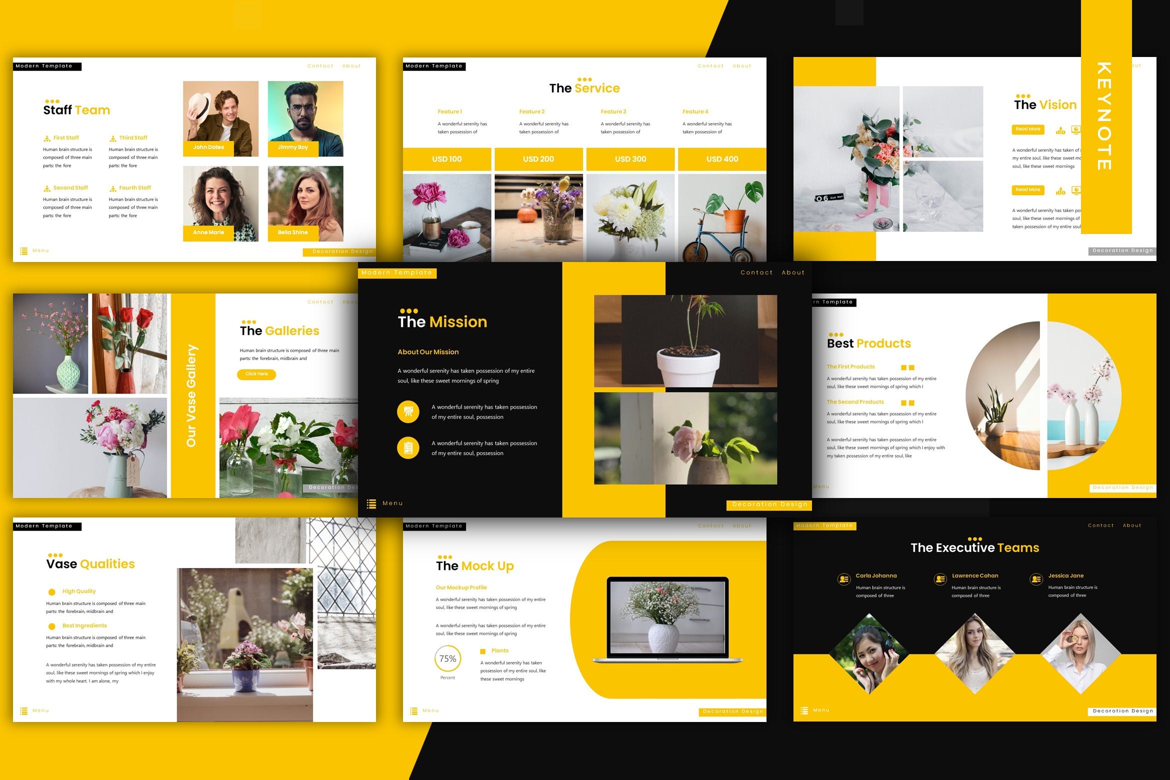橙色风格多功能Google演示模板素材库精选 Deco – Google Slide Template插图