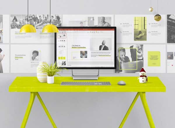 素材库下午茶：柠檬黄清新文艺范的PPT模版套装下载[key,pptx]