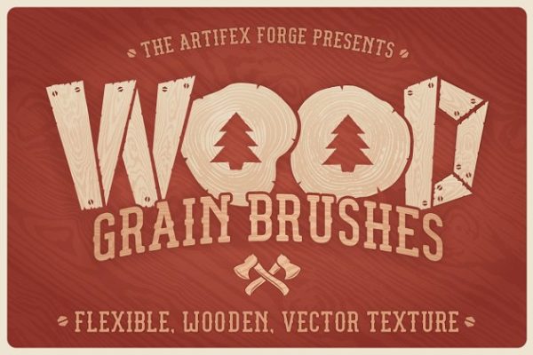 横截面&amp;纵截面木纹AI笔刷 Wood Grain Brushes
