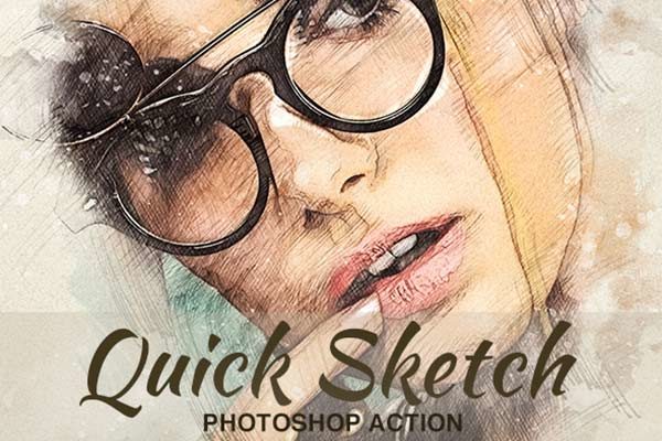 高品质速写效果的PS动作下载 Quick Sketch Photoshop Action [atn]