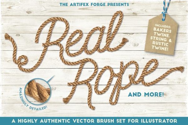 真实绳索纹理AI笔刷 Real Rope – Illustrator Brushes