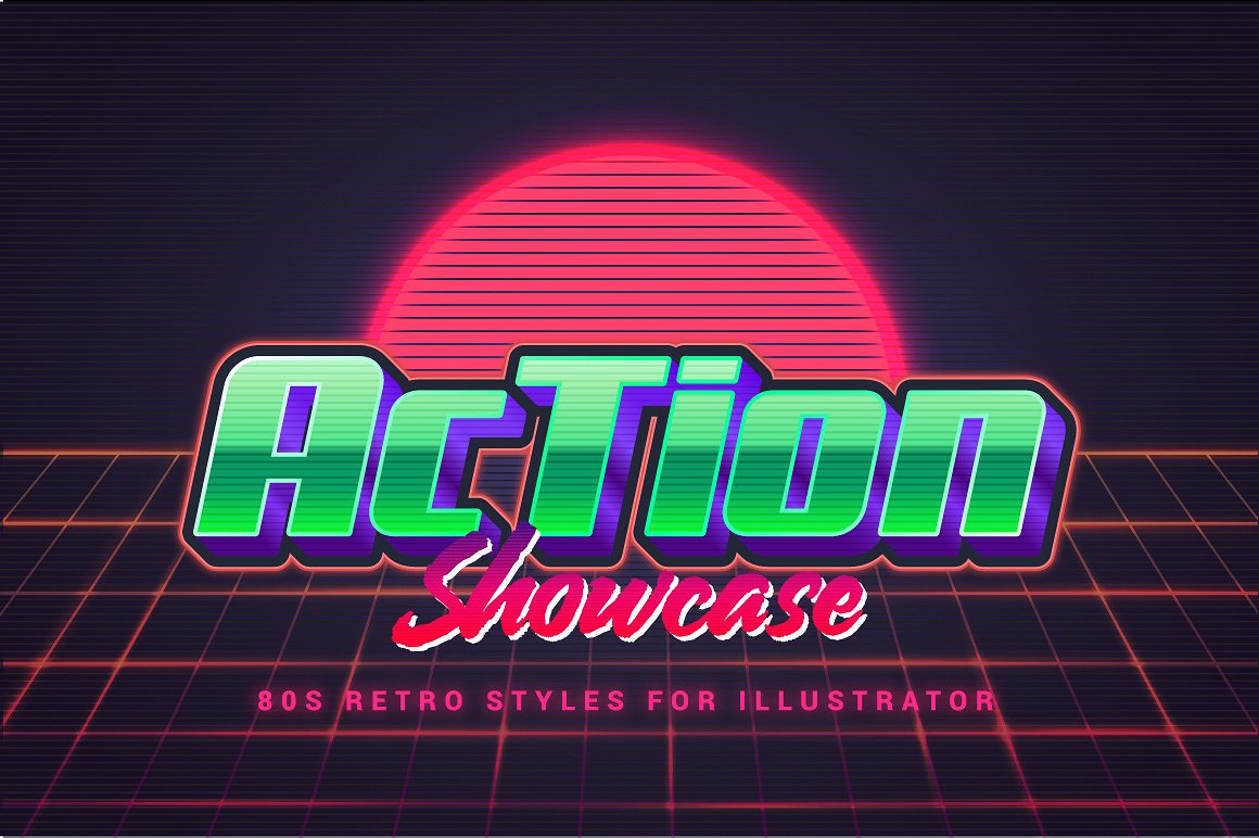 80年代复古文本图层样式 80s Retro Illustrator Styles插图(2)