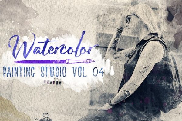 复古水彩绘画效果PS笔刷+纹理 Watercolor Painting Studio Vol. 04