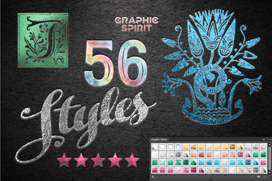 华丽金箔烫金效果PS图层样式 for AI Foil Stamp Effect For Illustrator插图(2)