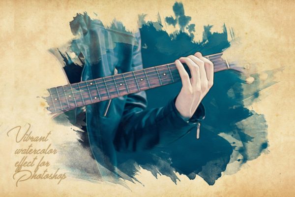 充满活力的逼真水彩遮罩效果PS动作 Vibrant Watercolor Effect – Photoshop Action