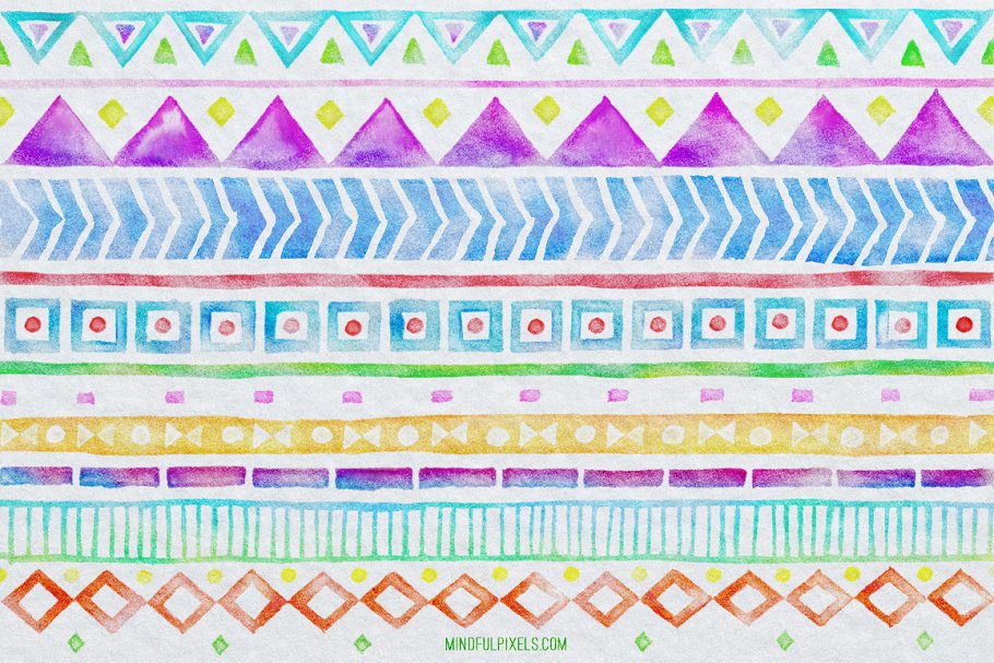 创意阿兹特克水彩画笔笔刷 Aztec Watercolor Brushes插图(1)